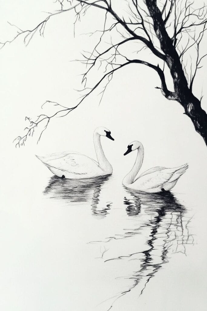 swan drawing