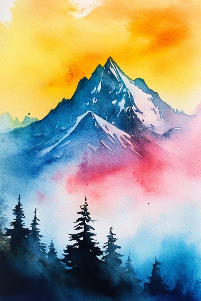 watercolor mountain
