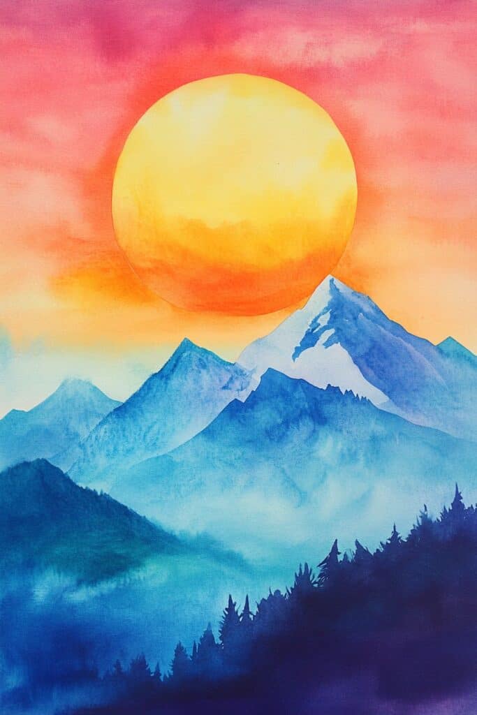 watercolor mountain