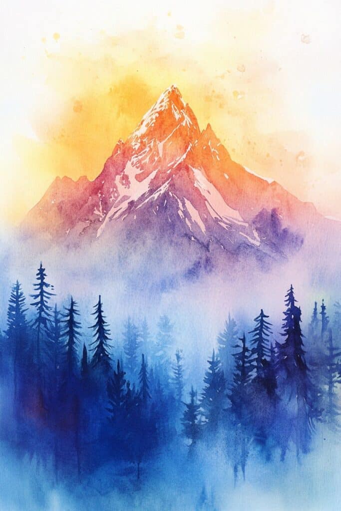 watercolor mountain
