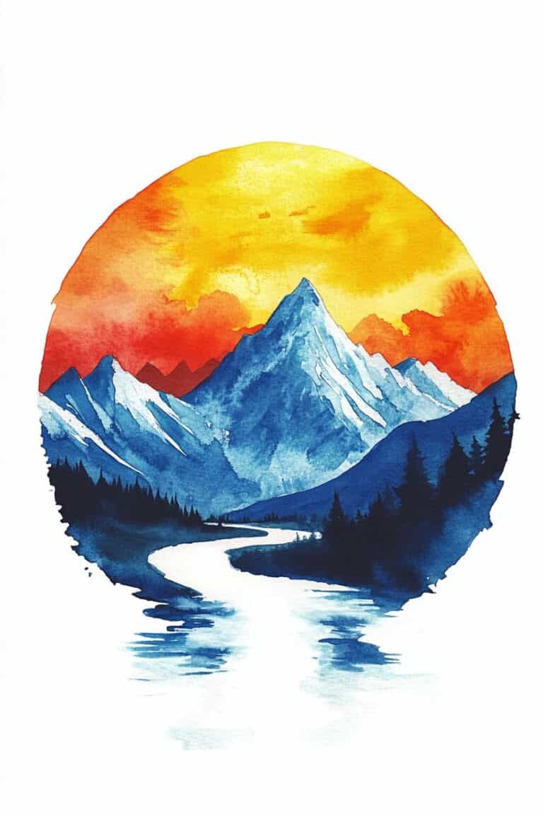 watercolor mountain