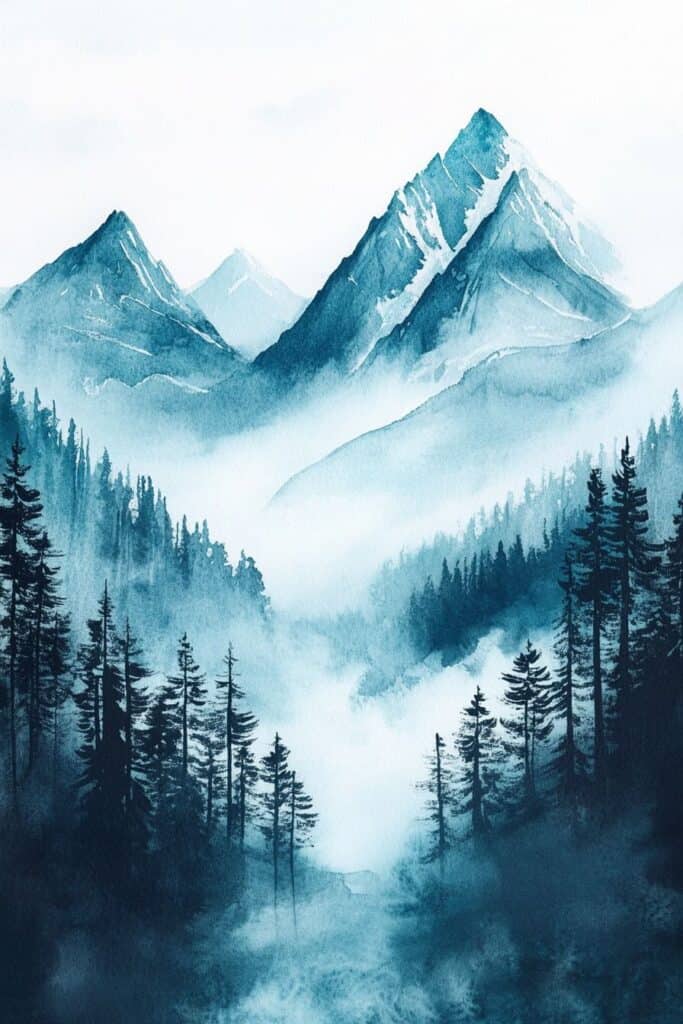 watercolor mountain