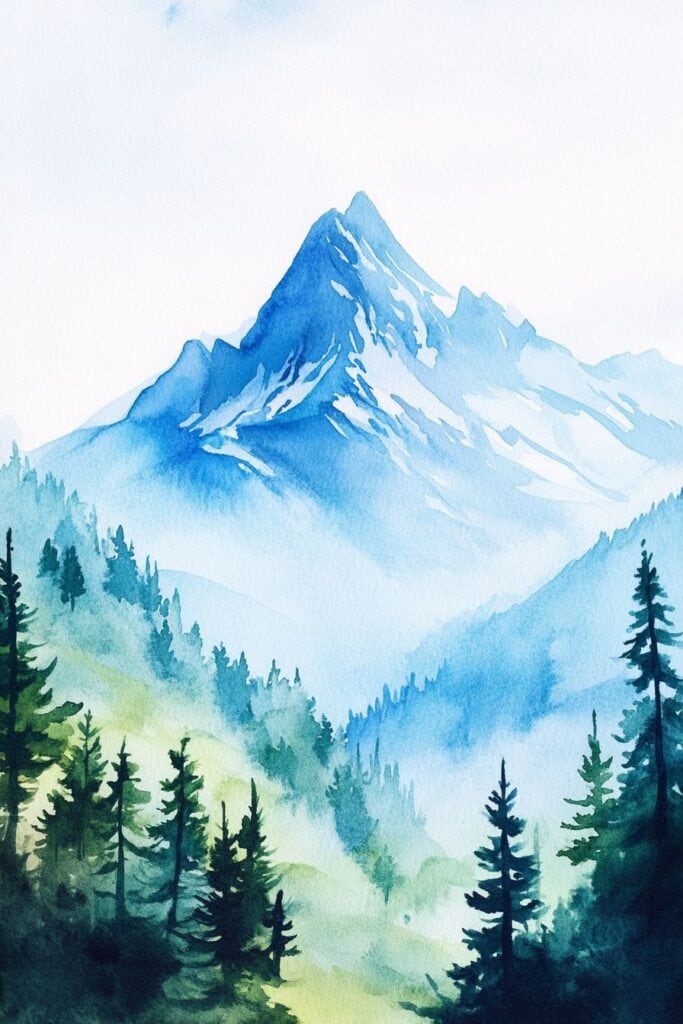 watercolor mountain