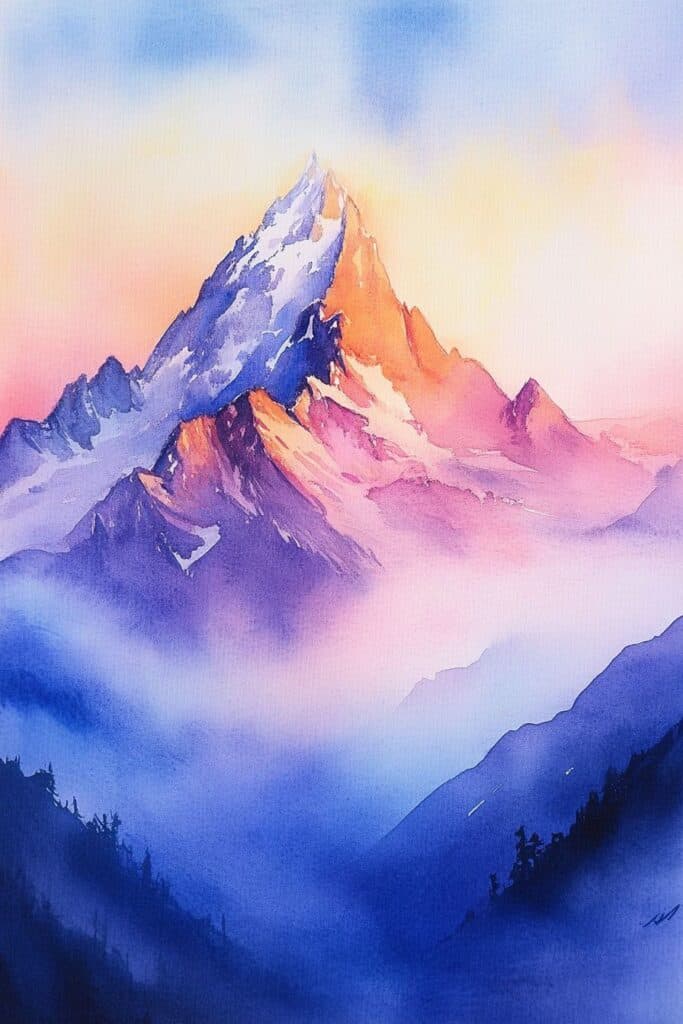watercolor mountain