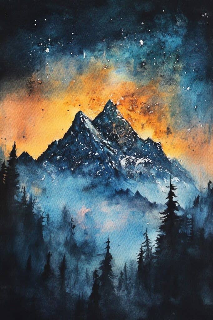 watercolor mountain