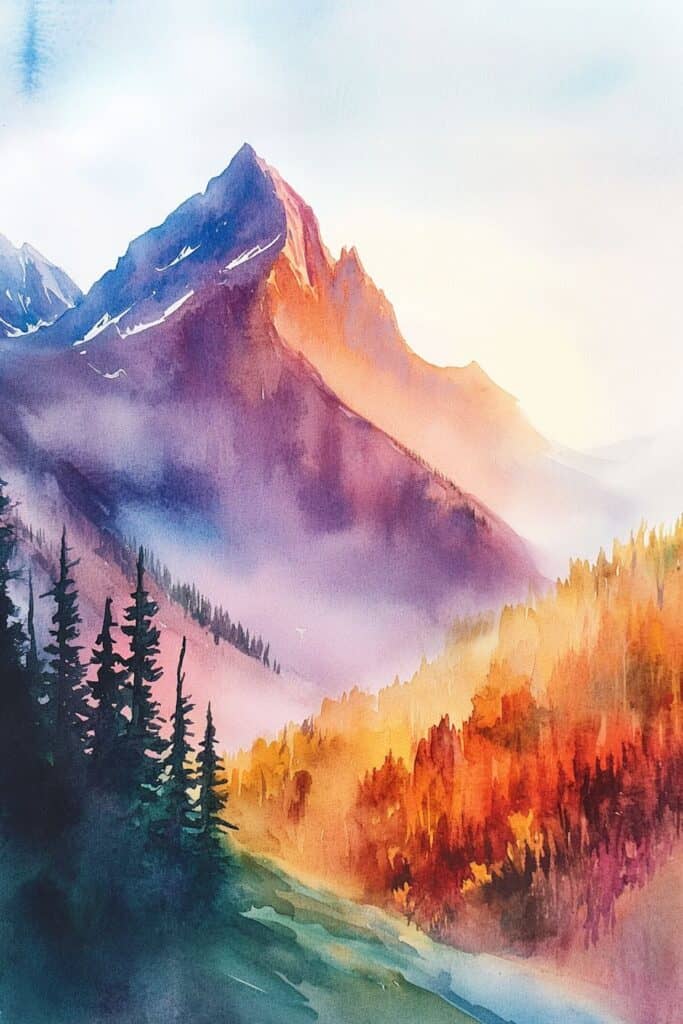 watercolor mountain