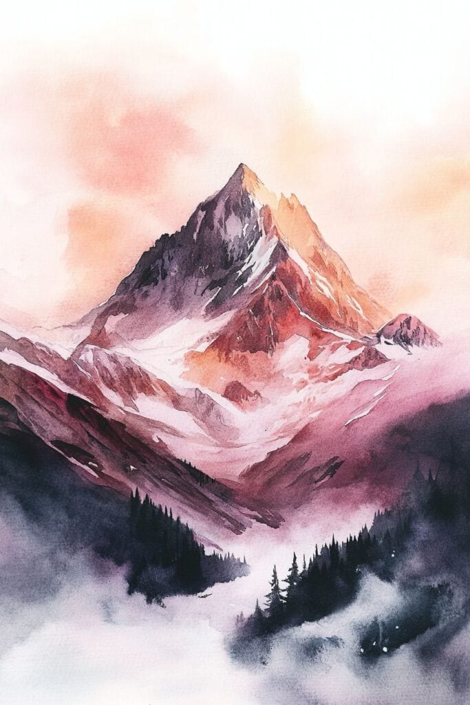 watercolor mountain