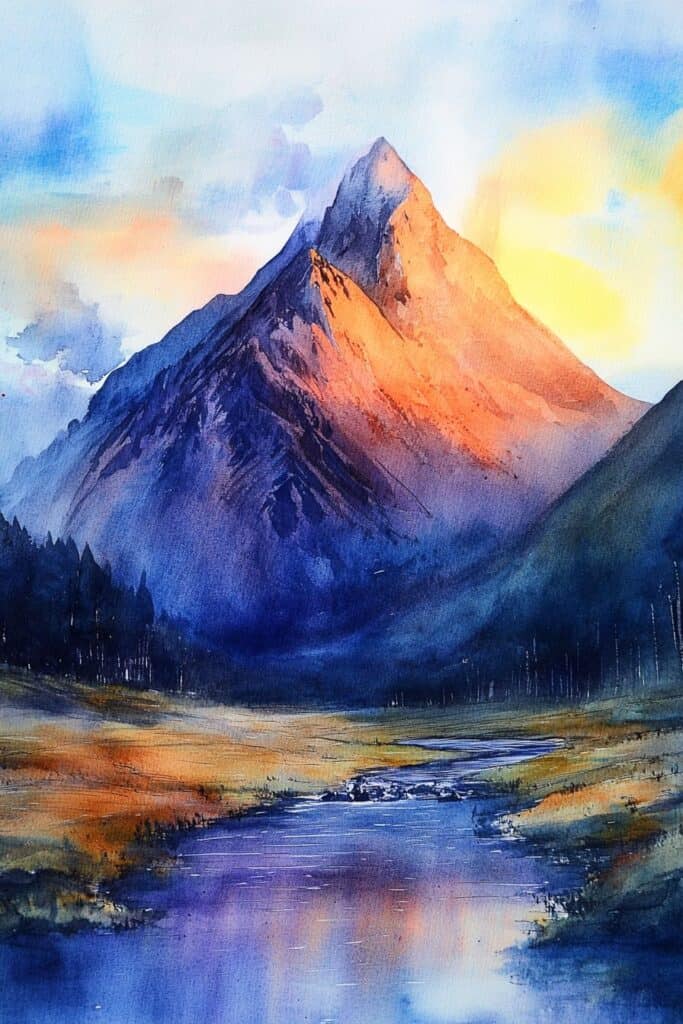watercolor mountain