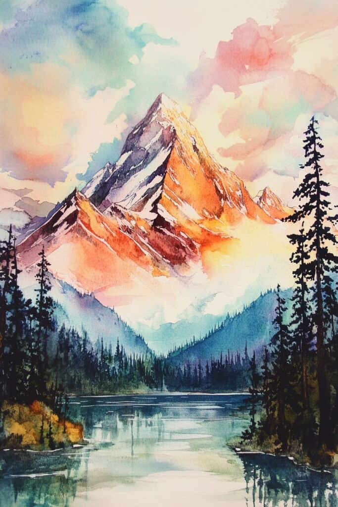 watercolor mountain