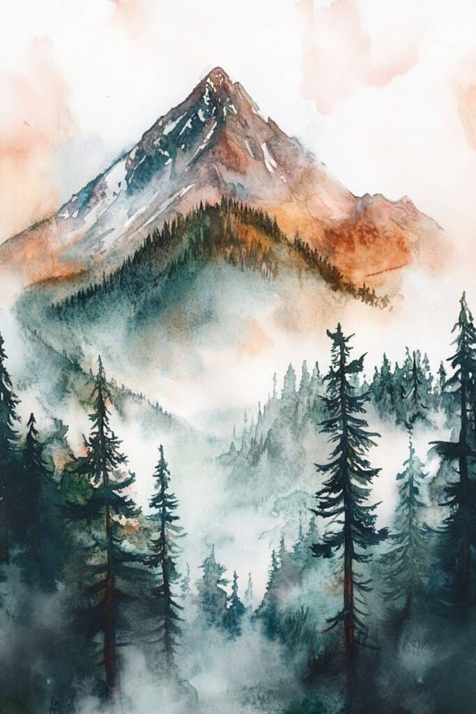watercolor mountain