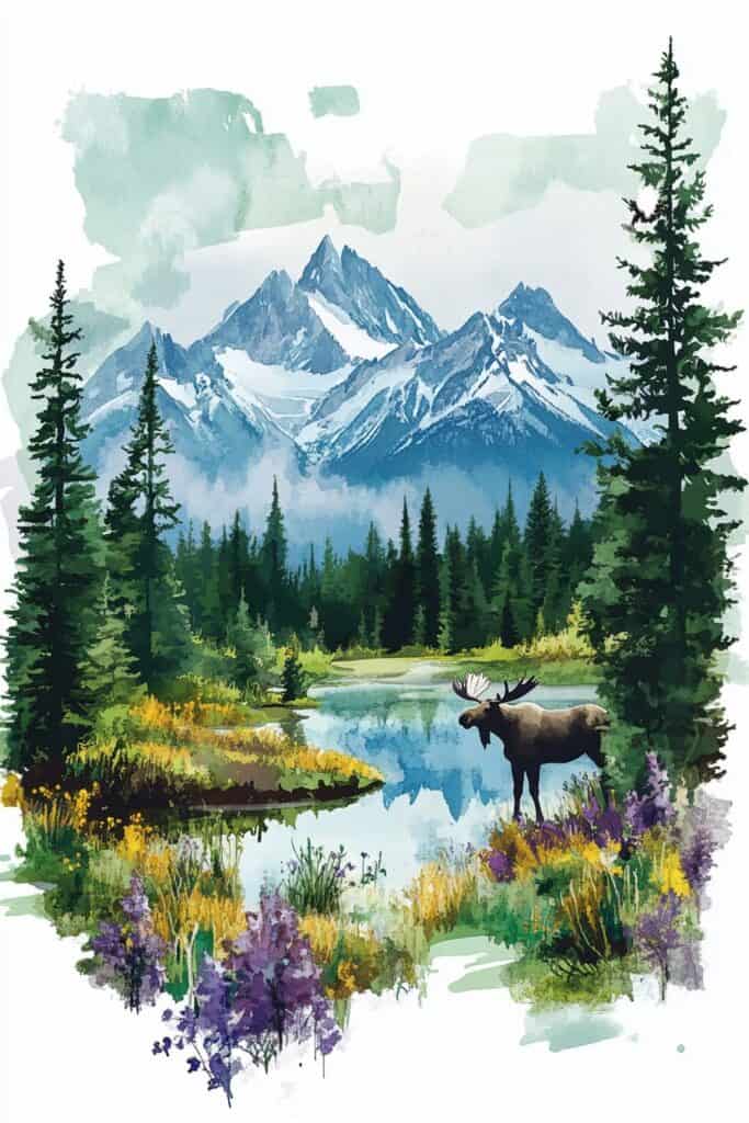 watercolor mountain