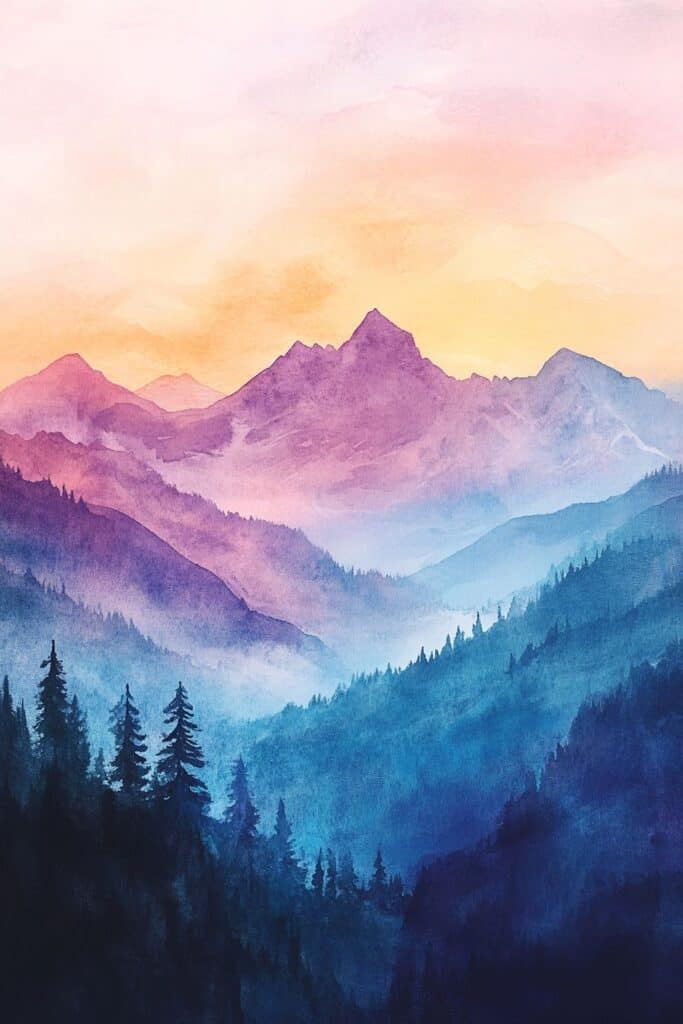 watercolor mountain