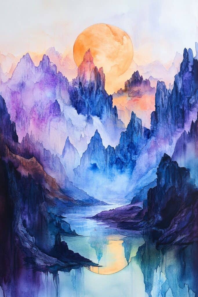 watercolor mountain