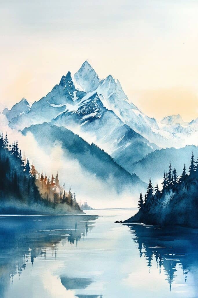 watercolor mountain