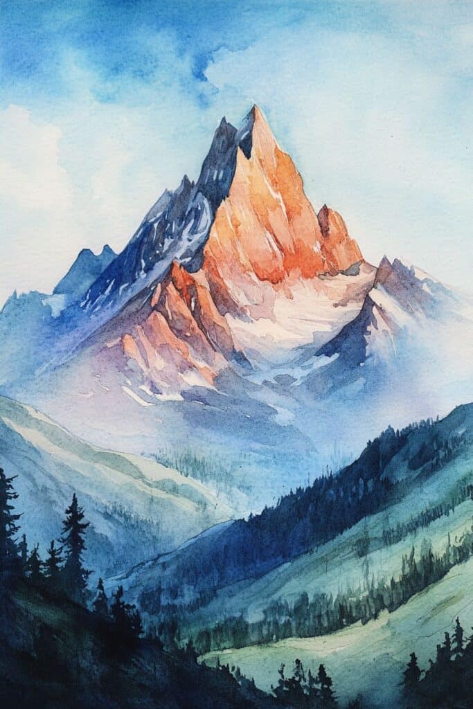 watercolor mountain