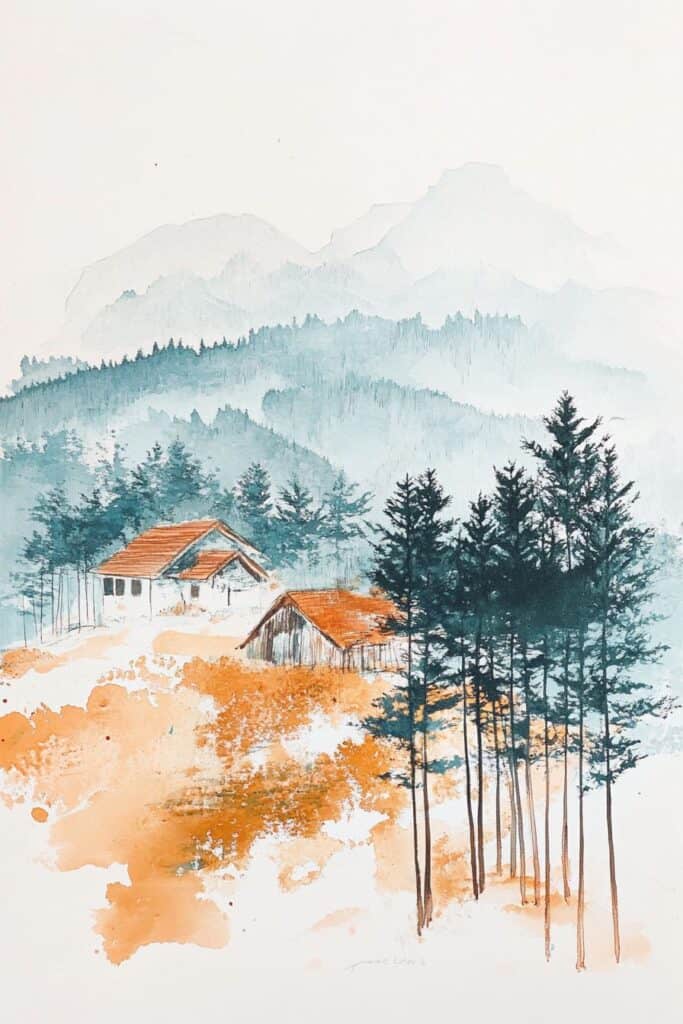 watercolor mountain