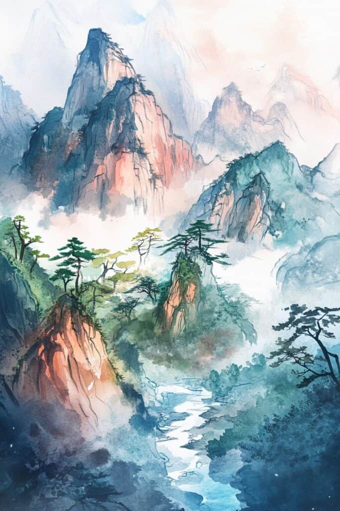 watercolor mountain