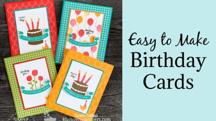 Colorful handmade birthday cards with candles, balloons, and flowers for celebrations.