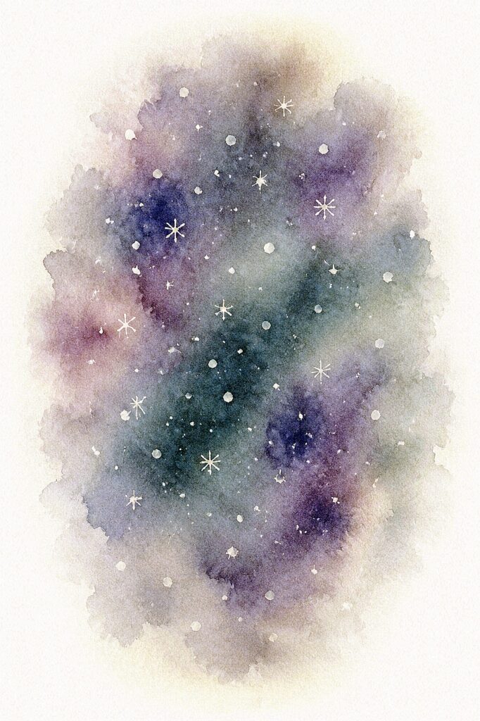 Beautiful watercolor galaxy with stars, perfect for Christmas watercolor ideas.