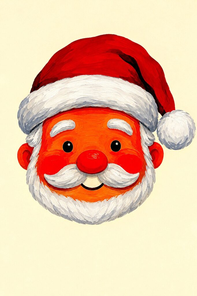 Colorful Santa face illustration for holiday decoration and Christmas art.